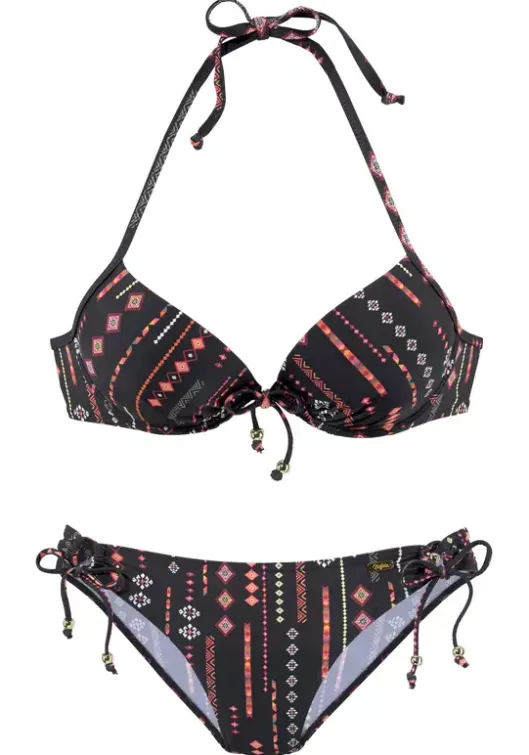 New Buffalo Push-Up-Bikini"Inka" Schwarz-Bedruckt