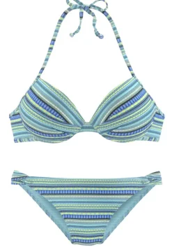 Discount LASCANA Push-Up-Bikini"Mila" Turkis-Gestreift