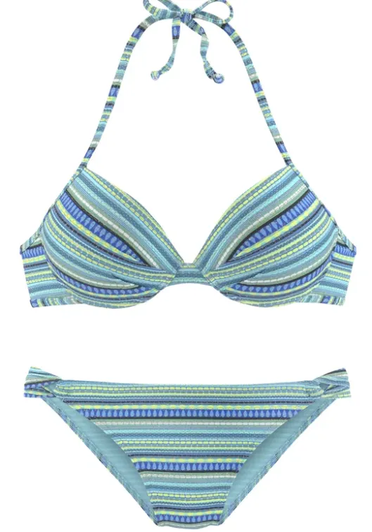 Discount LASCANA Push-Up-Bikini"Mila" Turkis-Gestreift