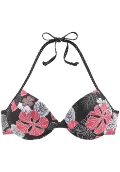 New Buffalo Push-Up-Bikini-Top"City" Schwarz-Bedruckt