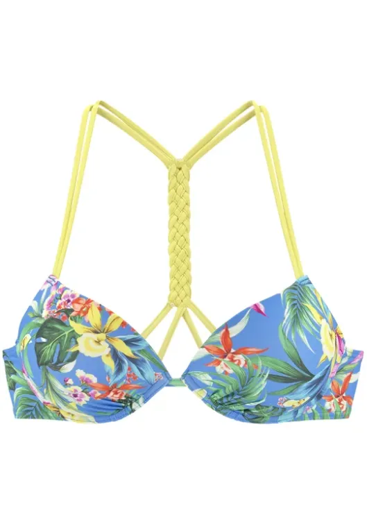 Venice Beach Push-Up-Bikini-Top"Hanni" Blau-Bedruckt