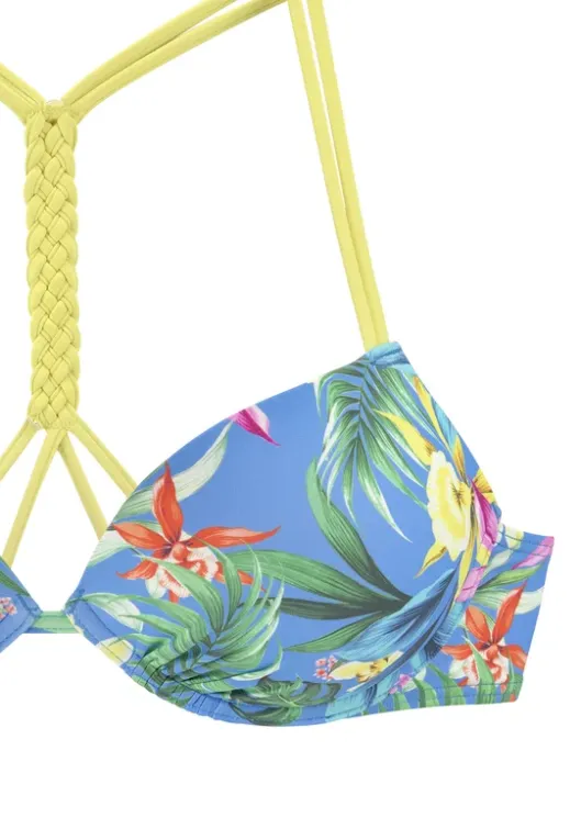 Venice Beach Push-Up-Bikini-Top"Hanni" Blau-Bedruckt
