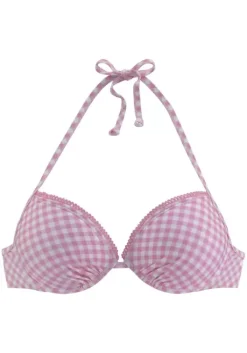 Clearance Buffalo Push-Up-Bikini-Top"Karo" Rosa-Kariert