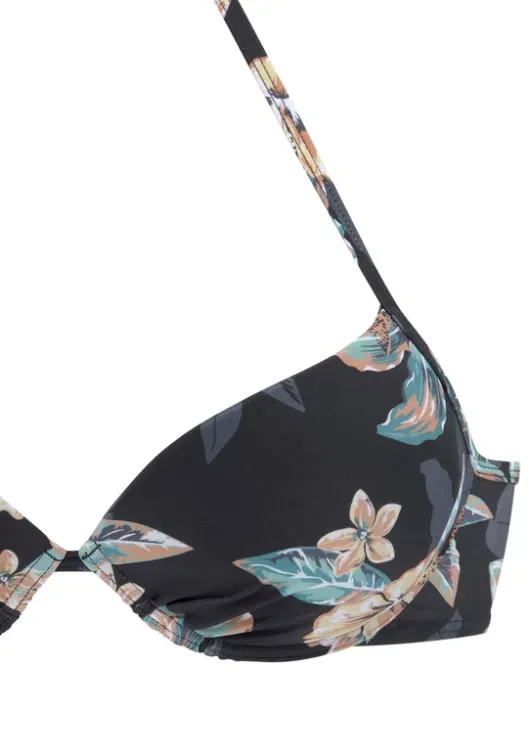 Outlet Venice Beach Push-Up-Bikini-Top"Lori" Schwarz-Bedruckt