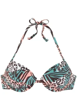 Outlet Venice Beach Push-Up-Bikini-Top"Maia" Turkis-Bedruckt