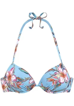 Discount LASCANA Push-Up-Bikini-Top"Malia" Hellblau-Bedruckt