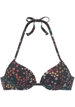 Outlet s.Oliver Push-Up-Bikini-Top"Milly" Schwarz-Bedruckt