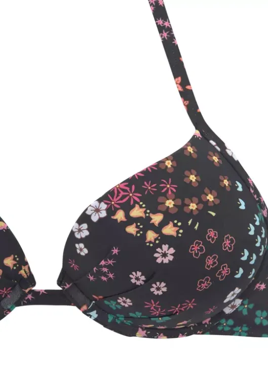 Outlet s.Oliver Push-Up-Bikini-Top"Milly" Schwarz-Bedruckt