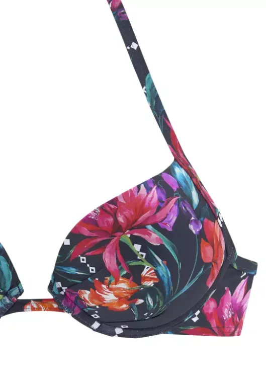 Hot Sunseeker Push-Up-Bikini-Top"Modern" Marine-Bedruckt