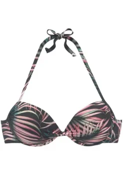 Discount LASCANA Push-Up-Bikini-Top"Reese" Schwarz-Bedruckt