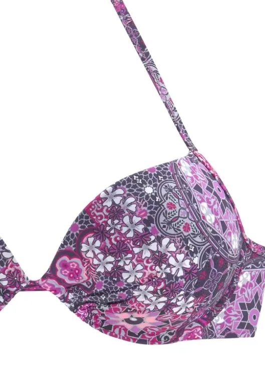 Buffalo Push-Up-Bikini-Top"Shari" Aubergine-Bedruckt