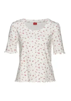 Discount s.Oliver Pyjamaoberteil Weis-Geblumt