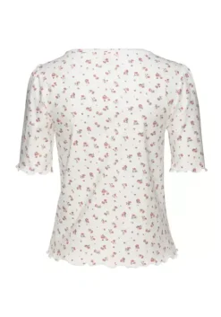 Discount s.Oliver Pyjamaoberteil Weis-Geblumt