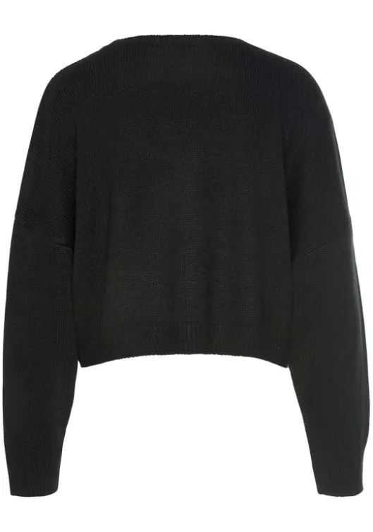 Discount Buffalo Rhombenpullover Schwarz-Camelfarben