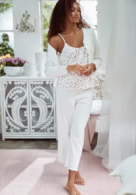 Online s.Oliver Ripptanktop Weis-Geblumt
