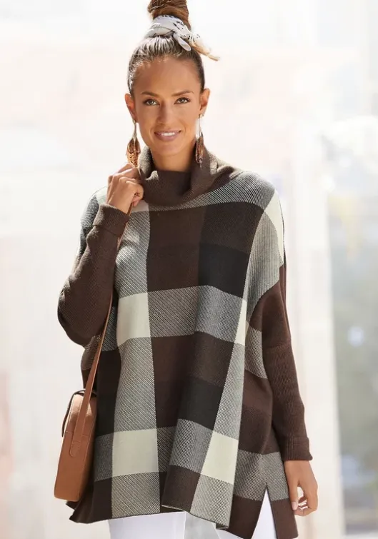 Discount LASCANA Rollkragenpullover Braun-Kariert