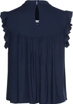 LASCANA Ruschenbluse Marine-Weis