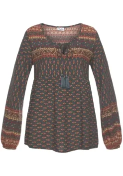Best Buffalo Schlupfbluse Petrol-Bedruckt
