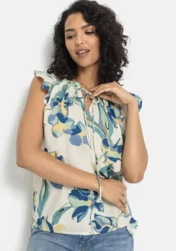 LASCANA Schlupfbluse Creme-Blau Bedruckt