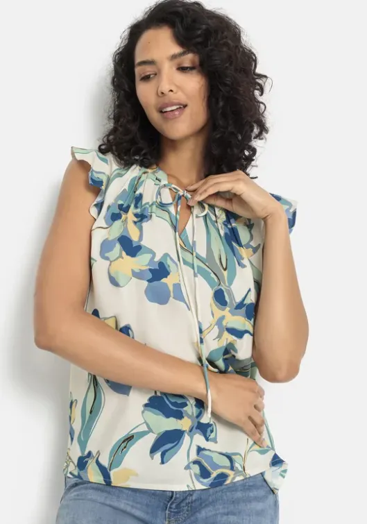 LASCANA Schlupfbluse Creme-Blau Bedruckt