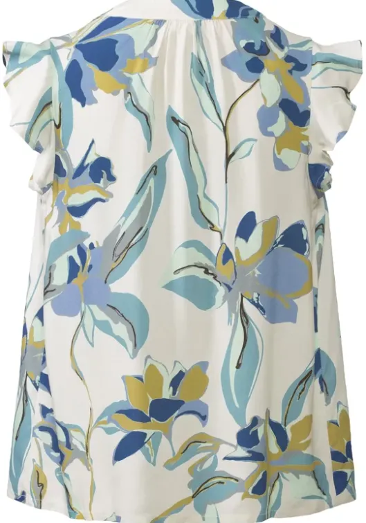 LASCANA Schlupfbluse Creme-Blau Bedruckt
