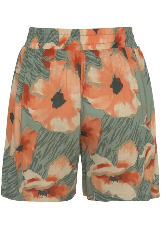 Hot LASCANA Shorts Grun-Orange Bedruckt