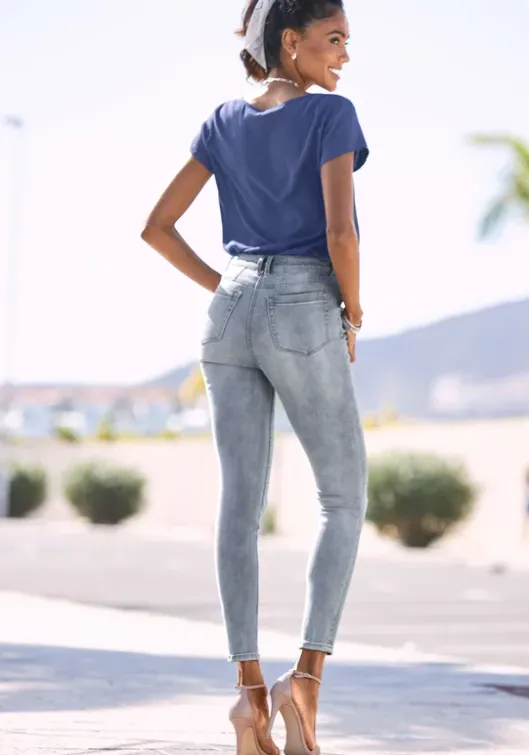 Outlet LASCANA Skinny-Fit-Jeans Blue-Washed