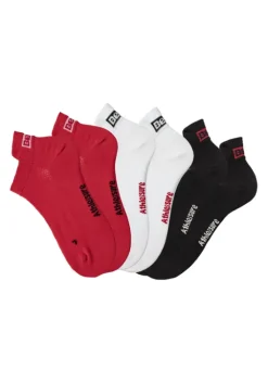 Best Bench. Sneakersocken 2X Rot, 2X Weis, 2X Schwarz