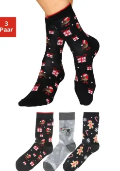 Hot H.I.S Socken 2X Schwarz-Gemustert, 1X Grau-Gemustert