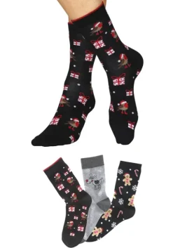 Hot H.I.S Socken 2X Schwarz-Gemustert, 1X Grau-Gemustert