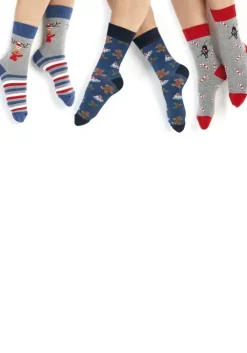 Sale H.I.S Socken Jeans-Grau-Rot-Gemustert