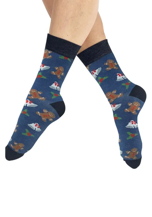 Sale H.I.S Socken Jeans-Grau-Rot-Gemustert