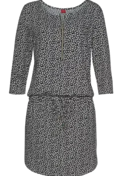 Outlet s.Oliver Sommerkleid Schwarz-Creme-Bedruckt