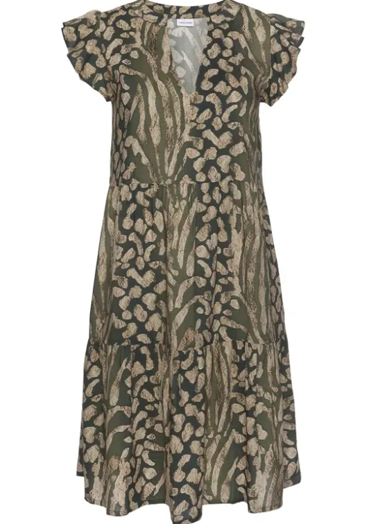 Clearance LASCANA Sommerkleid Taupe-Grun-Bedruckt