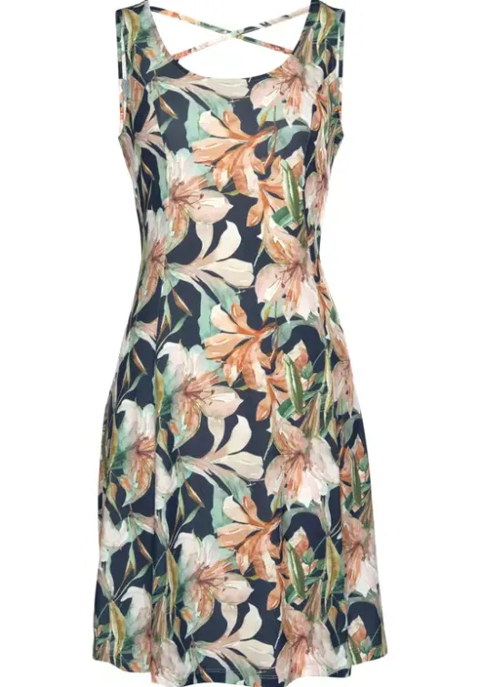 Clearance LASCANA Sommerkleid Marine-Apricot-Bedruckt