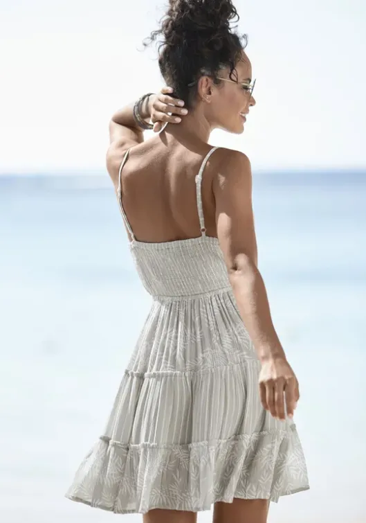 Clearance LASCANA Sommerkleid Schilfgrun-Creme Bedruckt