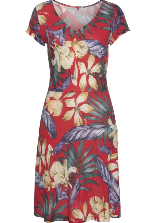 Hot LASCANA Sommerkleid Rot-Blau-Bedruckt