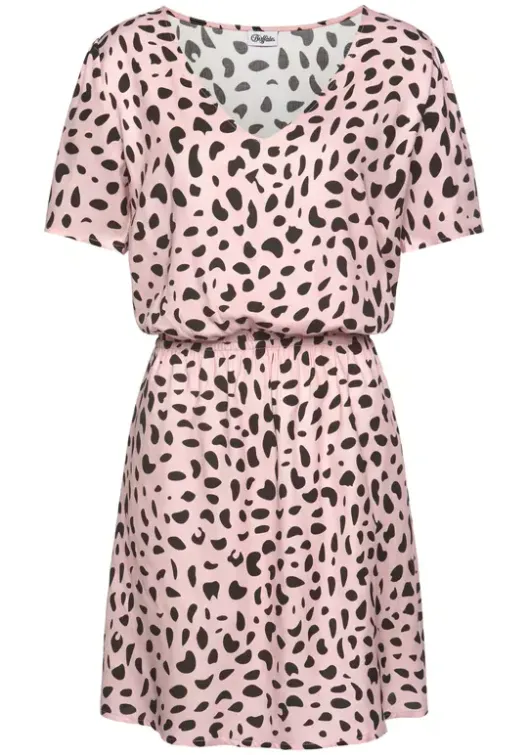 Hot Buffalo Sommerkleid Rose-Schwarz-Bedruckt