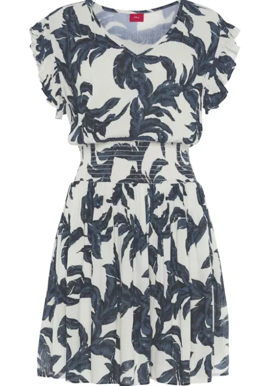 Discount s.Oliver Sommerkleid Sand-Schwarz Bedruckt