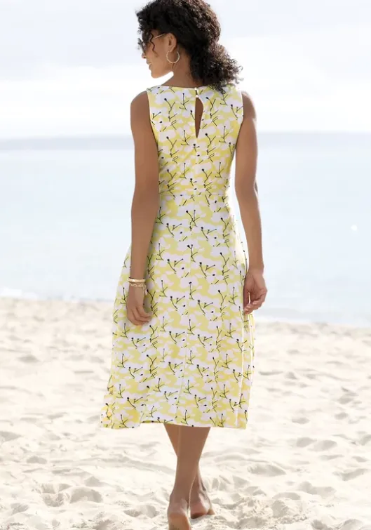 Clearance Beachtime Sommerkleid Gelb-Creme-Bedruckt