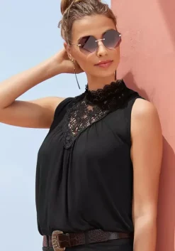Outlet LASCANA Spitzentop Schwarz