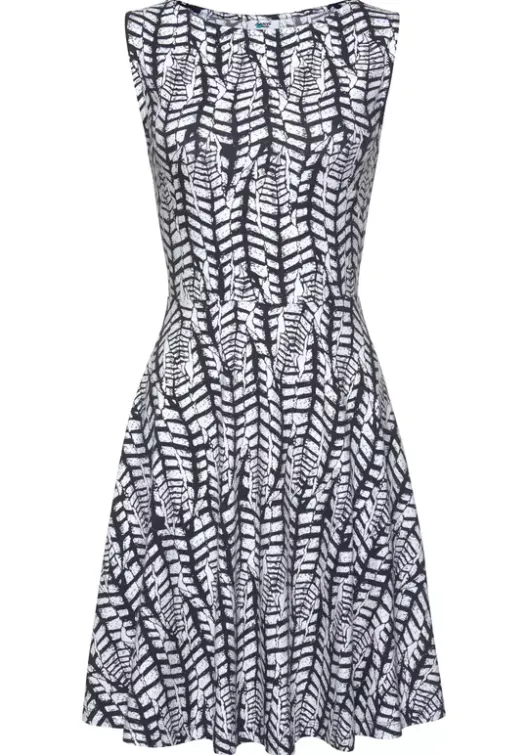 Clearance Beachtime Strandkleid Dunkelblau-Weis-Bedruckt
