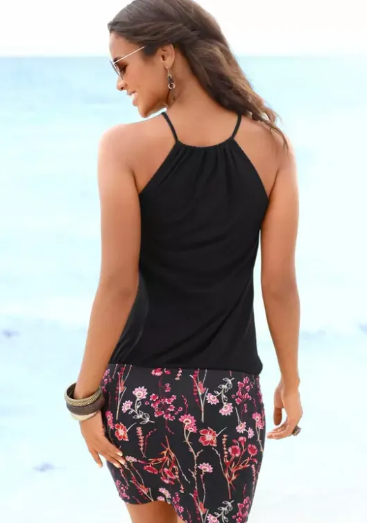 Discount LASCANA Strandkleid Schwarz-Bedruckt
