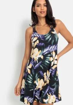 LASCANA Strandkleid Schwarz Bedruckt