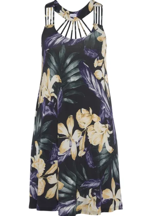 LASCANA Strandkleid Schwarz Bedruckt