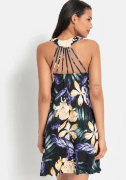 LASCANA Strandkleid Schwarz Bedruckt