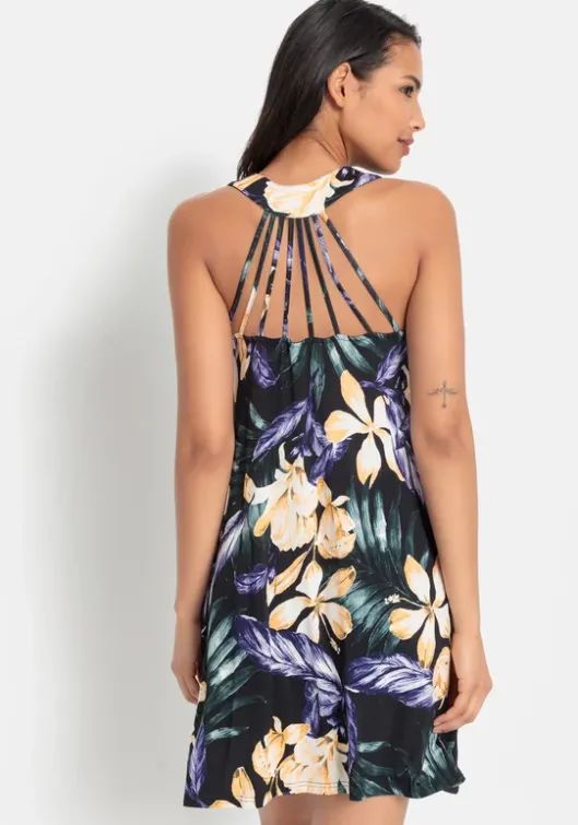 LASCANA Strandkleid Schwarz Bedruckt