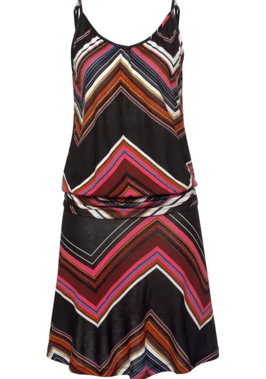 Discount LASCANA Strandkleid Schwarz-Lila-Bedruckt