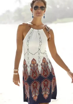 Best Beachtime Strandkleid Weis-Bunt-Bedruckt