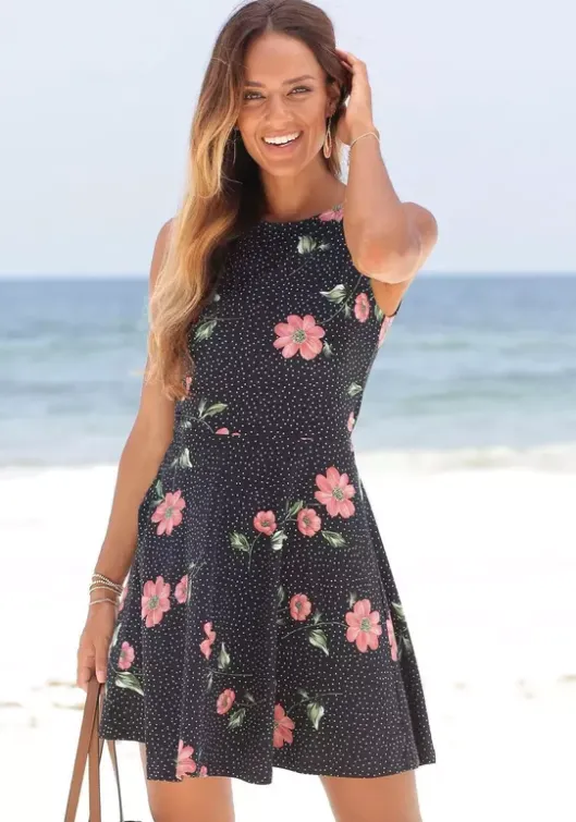 Hot Beachtime Strandkleid Schwarz-Rot